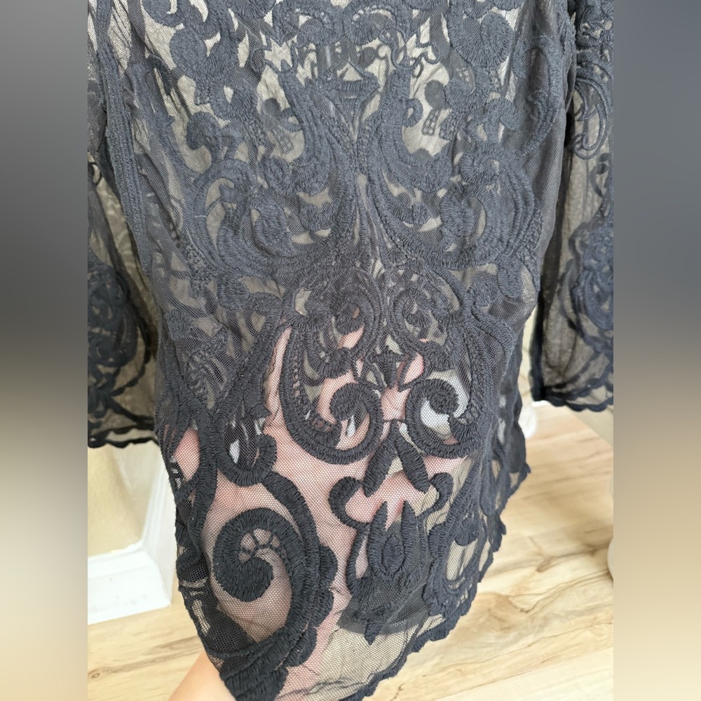 Express Black Sheer Lace Blouse - Picture 6 of 10